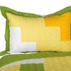 [Zing] Vermicelli-Quilted Patchwork Geometric Quilt Set Full/Queen