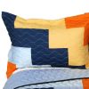 [Colorful Wave] Brand New Vermicelli-Quilted Patchwork Quilt Set Full/Queen