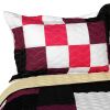 [Romantic Girl] 3PC Vermicelli-Quilted Patchwork Quilt Set (Full/Queen Size)