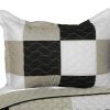 [City Light - B] Vermicelli-Quilted Patchwork Plaid Quilt Set Full/Queen