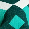 [Natural Beauty] 3PC Vermicelli-Quilted Patchwork Quilt Set (Full/Queen Size)