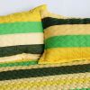 [Green World] 3PC Vermicelli-Quilted Striped Quilt Set (Full/Queen Size)