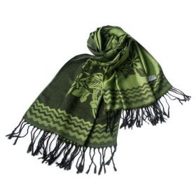 Blancho Bedding -Pa-616-10 Green Base Peony Flowers Patterns Exquisitely Soft Woven Pashmina/Shawl/Scarf