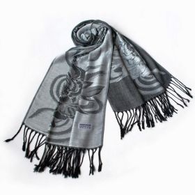 Blancho Bedding -Pa-a80-3 Lt-Grey Huge Rose Flora Elegant Noble Exquisitely Soft Tassel Ends Pashmina/Shawl/Scarf