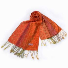 Blancho Bedding -Pa-a54-1 Bright Orange Special Flowers Pattern Elegant Extra Soft Woven Pashmina/Shawl/Scarf