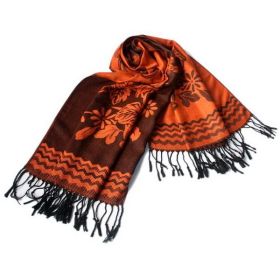 Blancho Bedding -Pa-616-1 Dark Orange Base Peony Flowers Patterns Exquisitely Soft Woven Pashmina/Shawl/Scarf