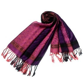 Blancho Bedding -Pa-33-1 Pink Lovely Little Flower Patterns & Stripe Mix-Style Tassel Ends Silky Pashmina/Shawl/Scarf