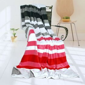 Onitiva - [Stripes - Fantastic Dreams] Soft Coral Fleece Patchwork Throw Blanket (59 by 78.7 inches)