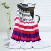 Onitiva - [Stripes - Chic Style] Soft Coral Fleece Patchwork Throw Blanket (59 by 78.7 inches)