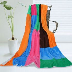 Onitiva - [Colorful Patchwork] Soft Coral Fleece Patchwork Throw Blanket (59 by 78.7 inches)