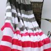 Onitiva - [Stripes - Chic Style] Soft Coral Fleece Patchwork Throw Blanket (59 by 78.7 inches)