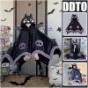 Cute Halloween Wearable Blanket Hoodie Free Size for Adults Devil Bat Hooded Blanket Oversized Soft Sherpa Hoodie Women Throw Cloak Wrap with Demon Wi