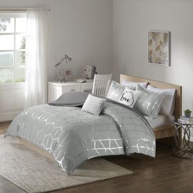 Metallic Printed Duvet Cover Set (Color: as Pic)